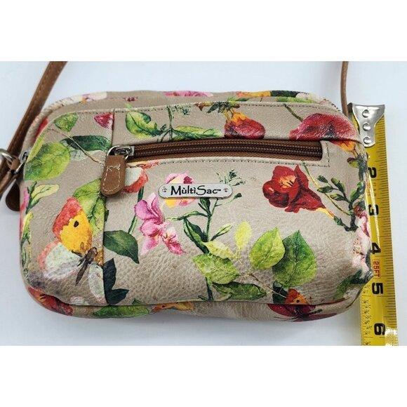 Multi Sac Dynamic Mini Crossbody Purse Zippered Pockets Butterfly Floral Beige - Picture 9 of 12